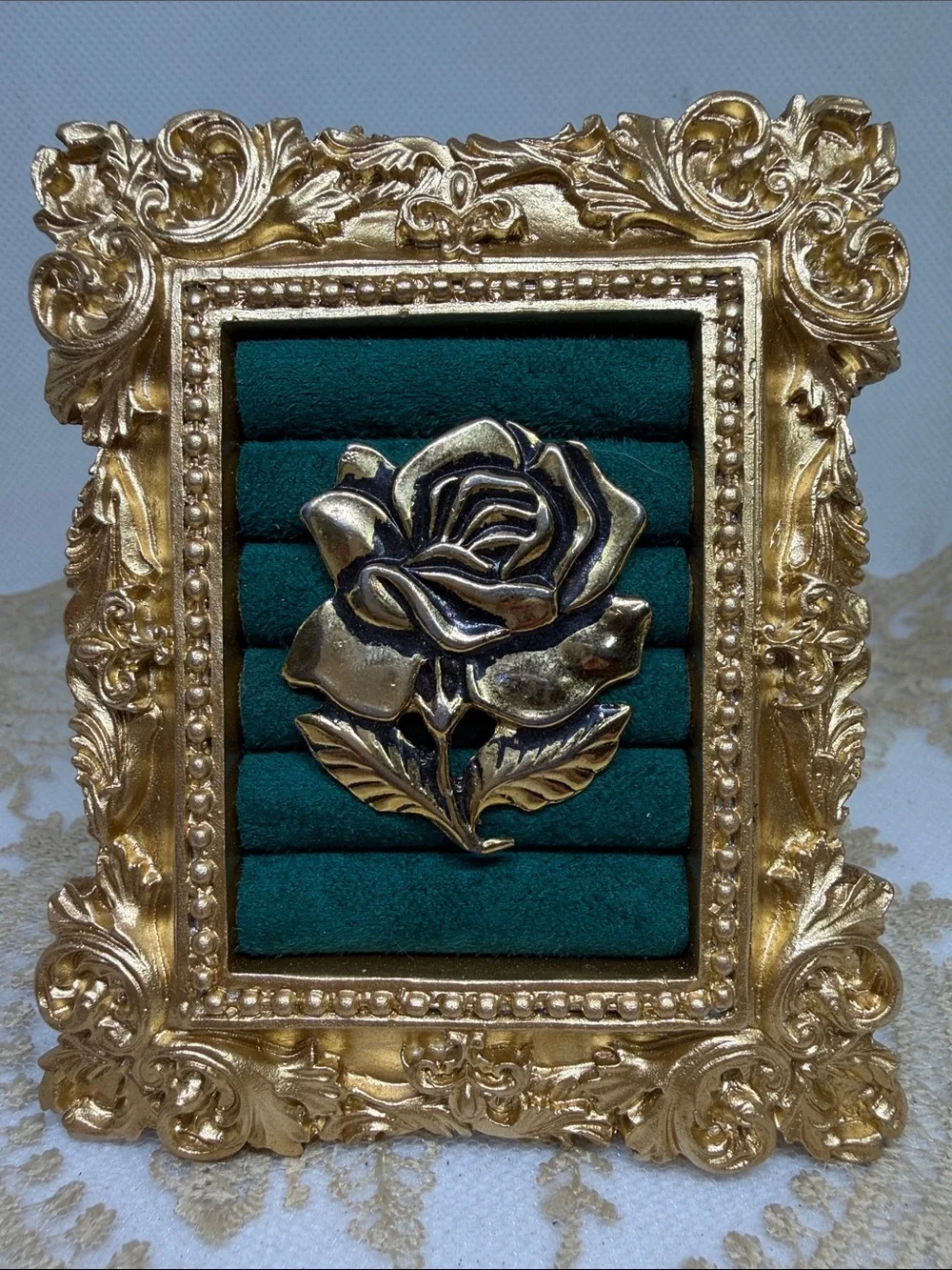 Vintage BALLOU REG’D Gold Tone Rose Brooch – Sculptural Floral Estate Pin 70’s